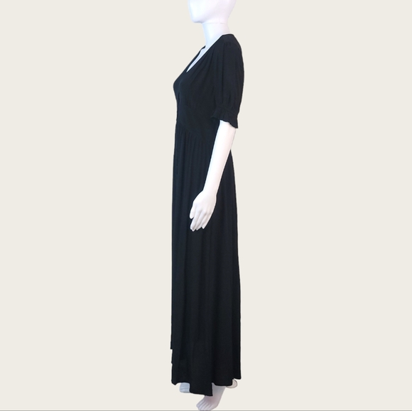 Express Button Down Short Sleeve Maxi Dress Black Size Small - Picture 5 of 10